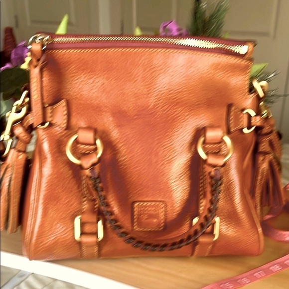 👜 Dooney & Bourke Vtg Florentine Leather Satchel with Gold Hardware  10x9x4.5” - Picture 11 of 17